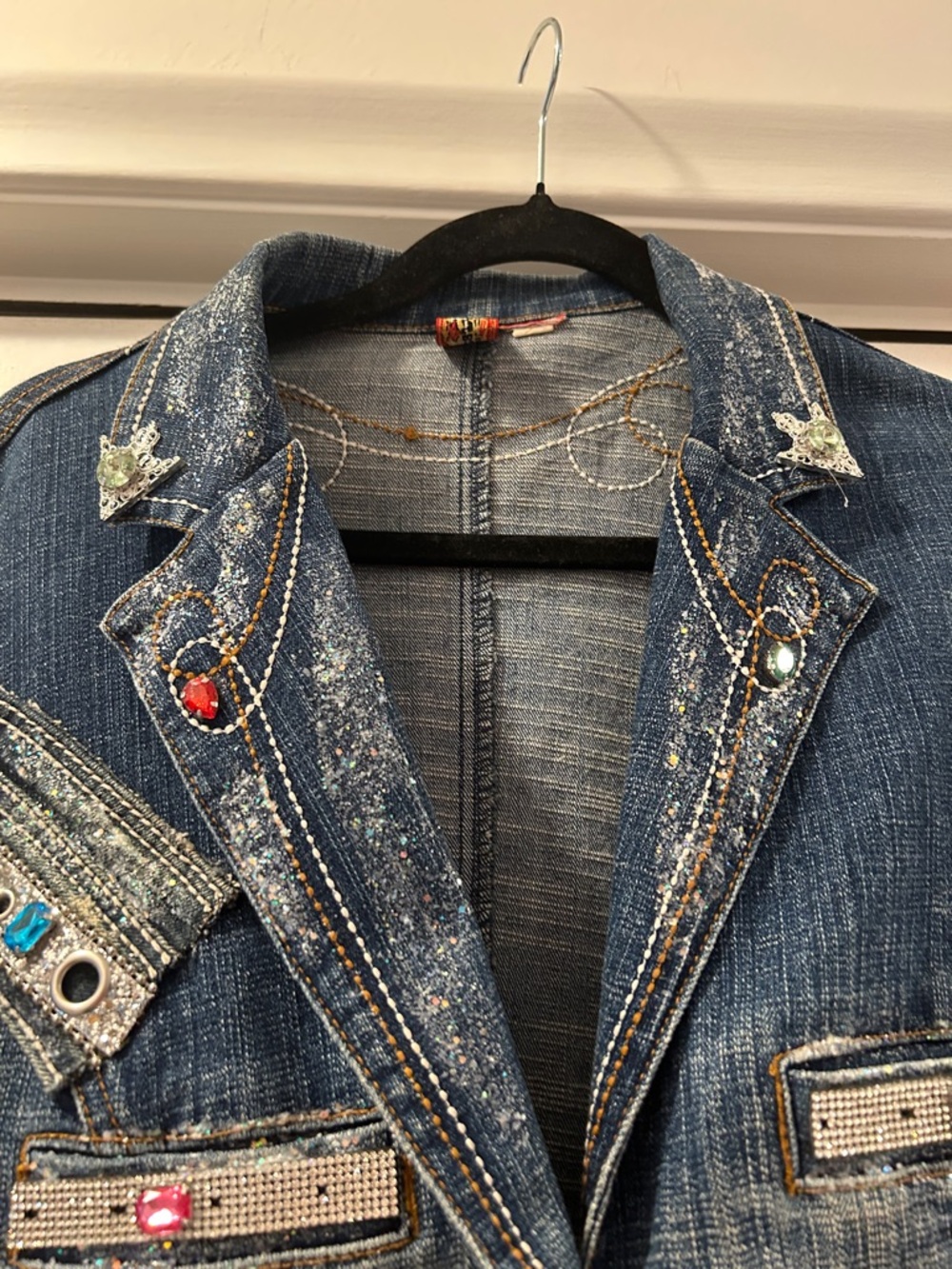 Denim Embellished Blue Women's Jacket
Lots of sparkle size large. - Picture 4 of 10